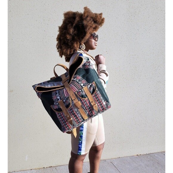 House Of Takura Sackpack In African Print x Leather Luxury Backpack New Rare main image 8